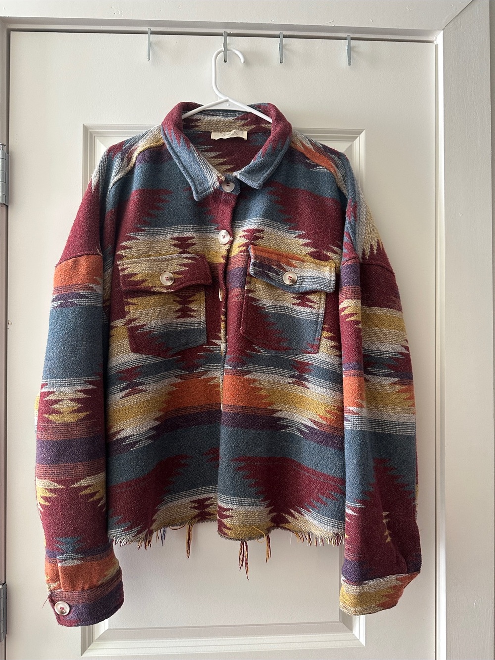 A Beautiful Soul Vintage-Inspired Multicolor Aztec Wool Jacket
